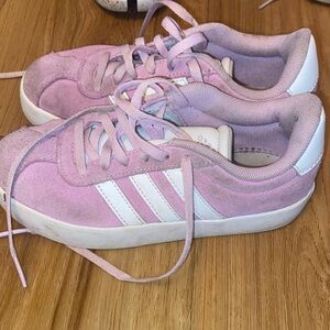 adidas Pink Suede Low-Top Sneakers with White Stripes